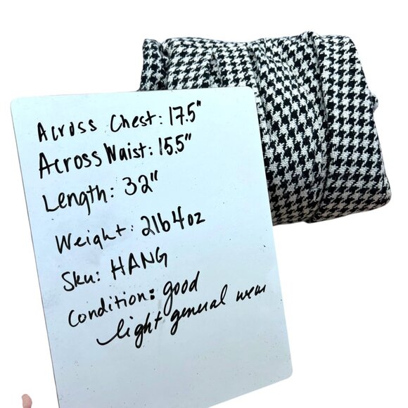 bitten by Sarah Jessica Parker Houndstooth Coat Black White Size Medium - Picture 10 of 10